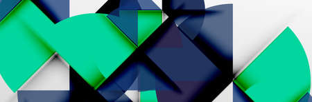 Bright color circles, abstract round shapes and triangles composition with shadow effects. Vector...