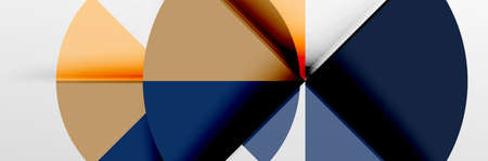 Bright color circles, abstract round shapes and triangles composition with shadow effects. Vector...