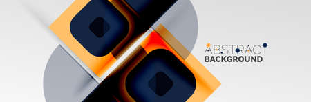 Bright color circles, abstract round shapes and triangles composition with shadow effects. Vector modern geometric design templateのイラスト素材