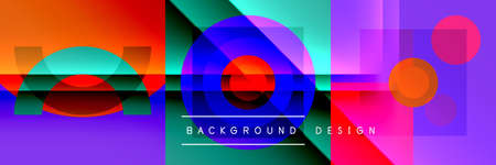 Neo memphis geometric pattern with circles, squares and lines. Pop art abstract background for covers, banners, flyers and posters and other templatesのイラスト素材