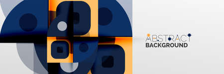 Bright color circles, abstract round shapes and triangles composition with shadow effects. Vector...