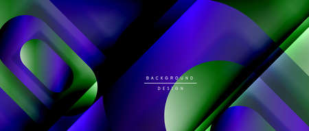 Vector geometric abstract background with lines and modern forms. Fluid gradient with abstract round...
