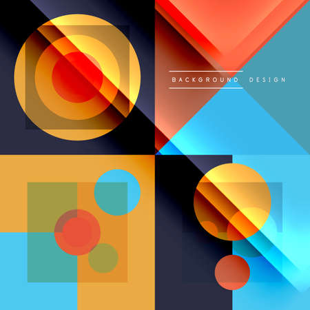 Neo memphis geometric pattern with circles, squares and lines. Pop art abstract background for covers, banners, flyers and posters and other templatesのイラスト素材