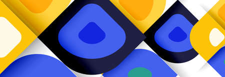 Set of vector modern geometric abstract backgrounds with repeating abstract round shapes patterns and shadow effectsのイラスト素材