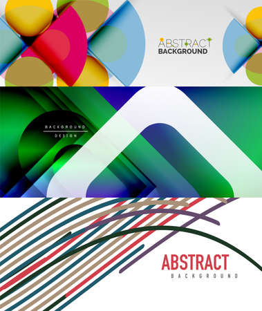 Collection of stylish geometric abstract backgrounds for covers, banners, flyers and posters and other templatesのイラスト素材