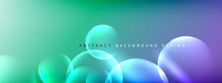 Vector abstract background liquid bubble circles on fluid gradient with shadows and light effects. Shiny design templates for textのイラスト素材