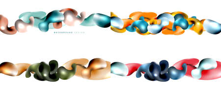 Bubbles abstract background set. Flying plastic style fluid shapes on white. Vector wallpapersのイラスト素材