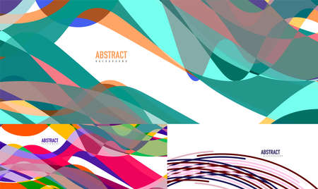 Set of various geometric abstract backgrounds. Collection of universal wallpapersのイラスト素材