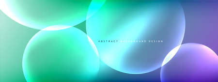 Vector abstract background liquid bubble circles on fluid gradient with shadows and light effects. Shiny design templates for textのイラスト素材