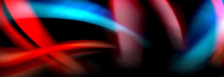 Dynamic motion abstract background. Color blurred stripes on black. Wave liquid lines poster. Vector illustrationのイラスト素材