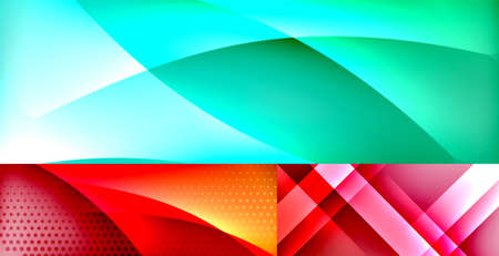 Set of trendy bright geometric minimal abstract backgrounds