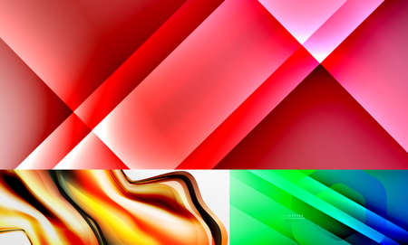 Set of trendy bright geometric minimal abstract backgrounds