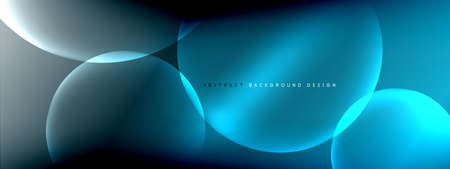 Vector abstract background liquid bubble circles on fluid gradient with shadows and light effects. Shiny design templates for textのイラスト素材