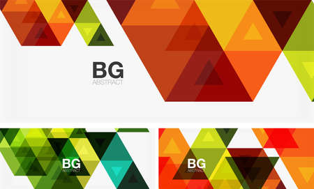 Set of mosaic triangle pattern abstract backgrounds. Modern templates for covers, banners, flyers...