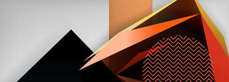 Low poly 3d geometric shapes, minimal abstract background. Vector illustrations for covers, banners,...