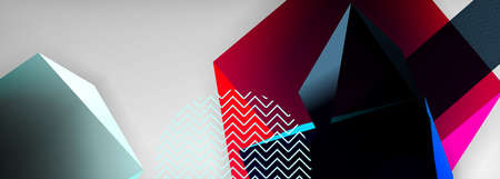 Low poly 3d geometric shapes, minimal abstract background. Vector illustrations for covers, banners, flyers and posters and otherのイラスト素材