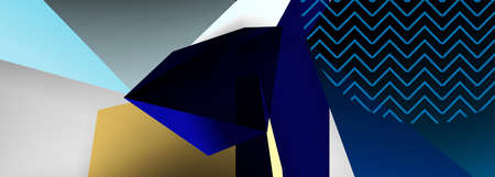 Low poly 3d geometric shapes, minimal abstract background. Vector illustrations for covers, banners,...