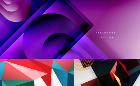 Set of minimal geometric abstract backgrounds. Vector illustrations for covers, banners, flyers and...