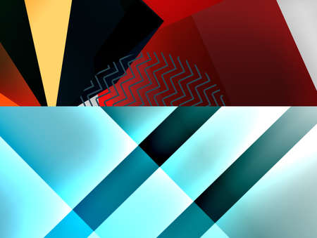 Set of minimal geometric abstract backgrounds. Vector illustrations for covers, banners, flyers and posters and otherのイラスト素材