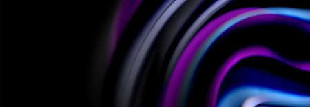 Dynamic motion abstract background. Color blurred stripes on black. Wave liquid lines poster. Vector illustrationのイラスト素材