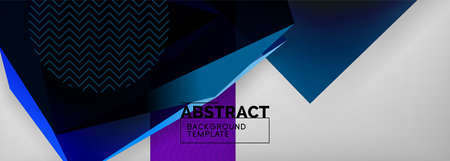Low poly 3d geometric shapes, minimal abstract background. Vector illustrations for covers, banners,...