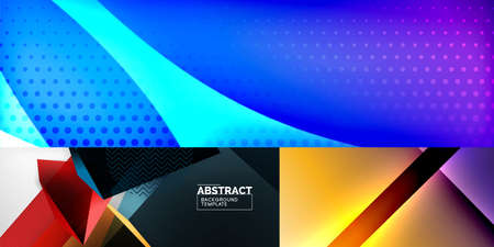 Set of minimal geometric abstract backgrounds. Vector illustrations for covers, banners, flyers and posters and otherのイラスト素材