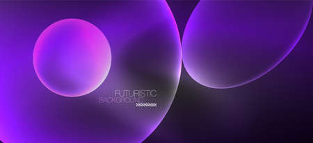 Neon ellipses abstract backgrounds. Shiny bright round shapes glowing in the dark. Vector futuristic...