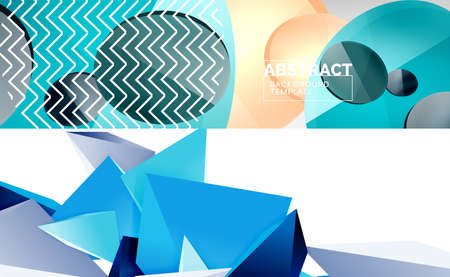 Set of two minimal geometric abstract backgrounds. Vector illustration for covers, banners, flyers and posters and other designsのイラスト素材