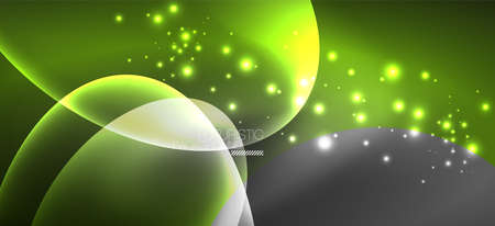 Neon ellipses abstract backgrounds. Shiny bright round shapes glowing in the dark. Vector futuristic illustrations for covers, banners, flyers and posters and otherのイラスト素材