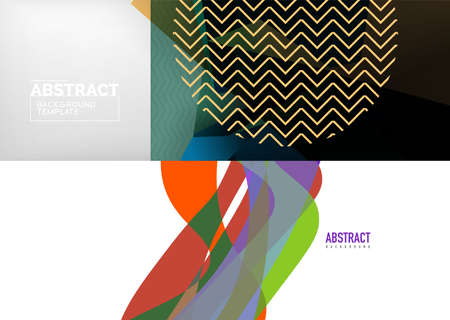 Set of two minimal geometric abstract backgrounds. Vector illustration for covers, banners, flyers and posters and other designsのイラスト素材