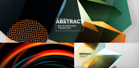 Collection of minimal geometric abstract backgrounds. Vector illustration for covers, banners, flyers and posters and other designsのイラスト素材