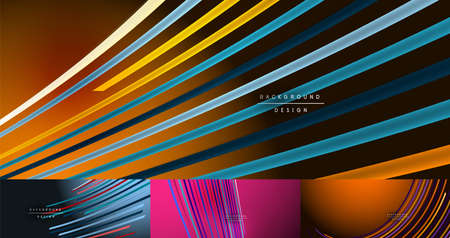 Set of abstract colorful lines vector backgrounds. Internet, big data and technology connections concept, abstract templatesのイラスト素材
