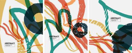Social media abstract backgrounds. Abstract hand drawn doodles. Vector illustration for covers, banners, flyersのイラスト素材