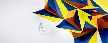 Vector triangle geometric backgrounds. Low poly 3d shape on light backdrop. Vector illustration for...