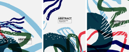 Social media abstract backgrounds. Abstract hand drawn doodles. Vector illustration for covers,...
