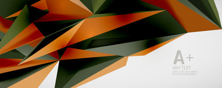 Vector triangle geometric backgrounds. Low poly 3d shape on light backdrop. Vector illustration for...