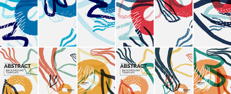 Social media doodle shapes abstract background set. Vector illustration for covers, banners, flyersのイラスト素材