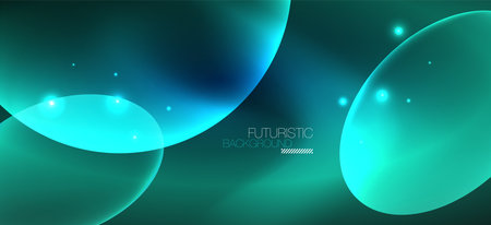 Neon ellipses abstract backgrounds. Shiny bright round shapes glowing in the dark. Vector futuristic illustrations for covers, banners, flyers and posters and otherのイラスト素材
