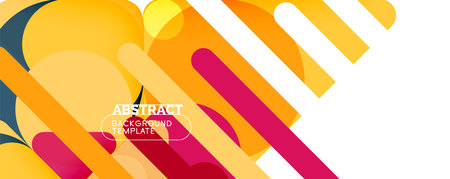 Modern geometric round shapes and dynamic lines, abstract background. Vector illustration for placards, brochures, posters and bannersのイラスト素材