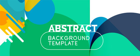 Flat geometric round shapes and dynamic lines, abstract background. Vector illustration for placards, brochures, posters and bannersのイラスト素材