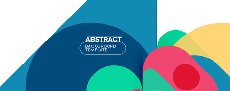 Flat geometric round shapes and dynamic lines, abstract background. Vector illustration for placards, brochures, posters and bannersのイラスト素材