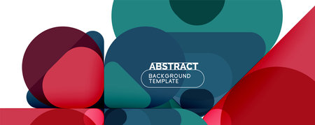 Flat geometric round shapes and dynamic lines, abstract background. Vector illustration for...
