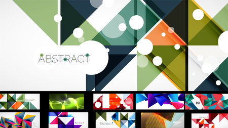 Geometric minimal abstract background set. Vector illustrations for placards, brochures, posters and bannersのイラスト素材