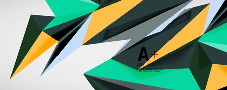 Vector triangle geometric backgrounds. Low poly 3d shape on light backdrop. Vector illustration for...