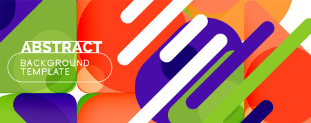 Flat geometric round shapes and dynamic lines, abstract background. Vector illustration for placards, brochures, posters and bannersのイラスト素材