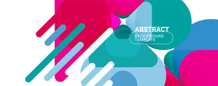 Flat geometric round shapes and dynamic lines, abstract background. Vector illustration for placards, brochures, posters and bannersのイラスト素材