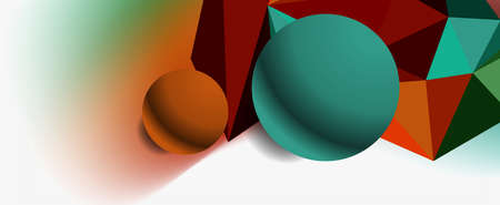 Trendy 3d geometric composition, design template for business or technology presentation, internet...