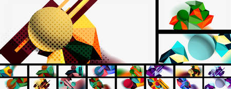 Mega collection of trendy 3d geometric shapes compositionsのイラスト素材