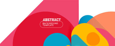 Flat geometric round shapes and dynamic lines, abstract background. Vector illustration for placards, brochures, posters and bannersのイラスト素材
