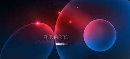 Neon ellipses abstract backgrounds. Shiny bright round shapes glowing in the dark. Vector futuristic illustrations for covers, banners, flyers and posters and otherのイラスト素材